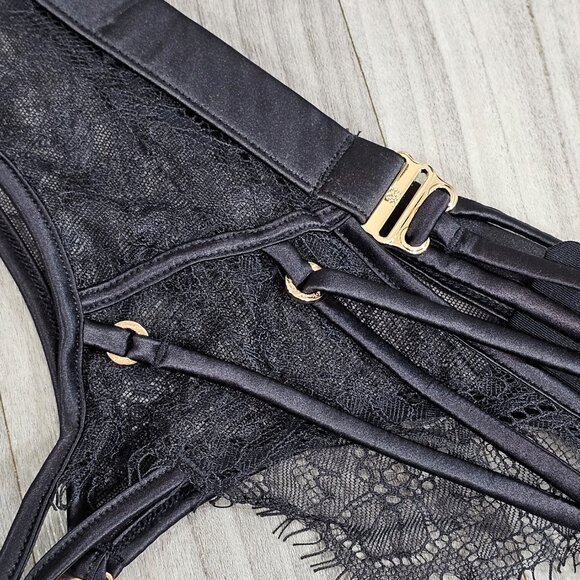 NWT Honey Birdette Tessa Black Garter Belt Suspender Size XL - Picture 4 of 5